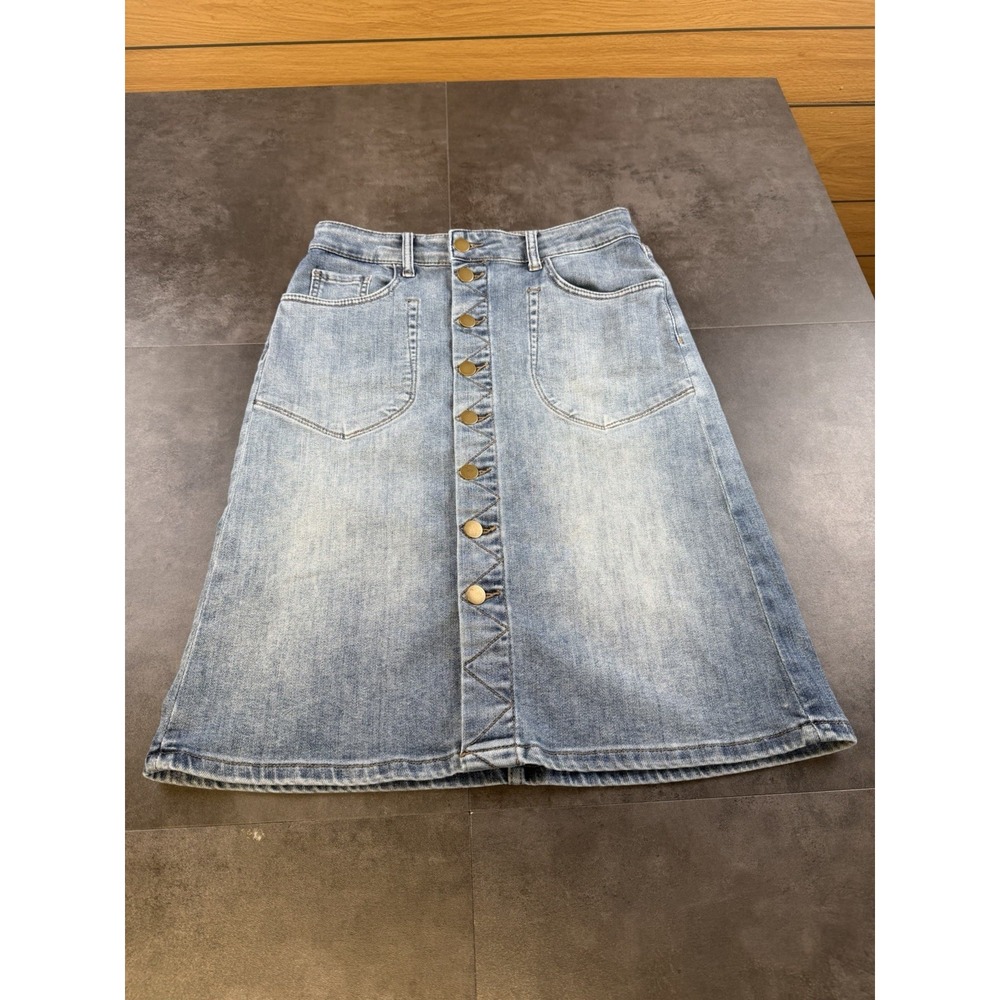 KUT from the Cloth Rose Denim Knee Length Stretchy Skirt Size 2-6